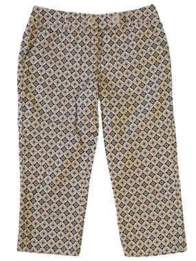 Talbots Petites Womens Capri Pants Brown Size 6P Stretch Career Geo Button Zip